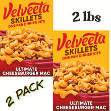 Velveeta Skillets Ultimate Cheeseburger Mac One Pan Dinner Kit 12.8 oz Boxes (2-Pack), Cheesy Cheeseburger Macaroni Pasta Dinner Bundle, Easy Skillet Meal with Rich Creamy Cheese Sauce, Quick Family Weeknight Dinner Solution Pack