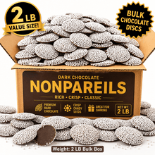 Dark Chocolate Nonpareils 2 LB Bulk – Premium Dark Chocolate Discs with Crisp White Nonpareil Seeds, Individually Coated Candy for Snacking, Parties, Candy Dishes & Gifts (32 oz Value Size)