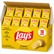 Lay’s Classic Potato Chips – 10 oz Individual Snack Bags, Crispy Salted Potato Chips for Lunch, Office & Party Snacks Multipack