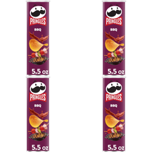 Pack of 4 Pringles BBQ Potato Crisps Chips, 5.5 oz Canisters, Smoky Barbecue Flavor, Ready-to-Eat Crunchy Lunch Snacks