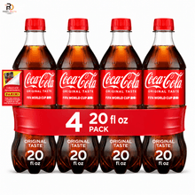 (4 Pack) Coca-Cola Soda Pop Bottle, 20 fl oz