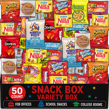 Snack Box For Adults Variety Pack-50 Count-Snack and Candy Gift Basket, Care Package with Assorted Individually Wrapped Snacks and Candies, for Adults, Kids, College Students, Road Trips, Office Snacks