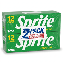 Sprite Lemon-Lime Caffeine Free Soda Pop, 12 fl oz Cans, 12 Pack Fridge Pack (2 Pack), Crisp Lemon-Lime Soft Drink, Total 24 Cans