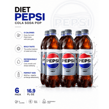 Diet Pepsi Cola Soda Pop, 16.9 fl oz, 6 Pack Bottles