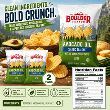 Avocado Oil Sea Salt Potato Chips, 2 Pack Crispy Kettle Style Potato Snacks for Lunches, Parties, Road Trips and Everyday Snacking
