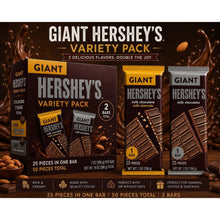 Giant Hershey’s Variety Pack – 2 Bars, 14 Oz Total, 25 Pieces Per Bar, 50 Pieces Total – Milk Chocolate & Milk Chocolate with Almonds, Premium Chocolate Gift and Snack Assortment