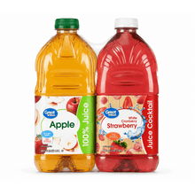 White Cranberry Strawberry Juice Cocktail & No Added Sweeteners 100% Apple Juice Variety Pack, 64 fl oz Bottles, 2 Count