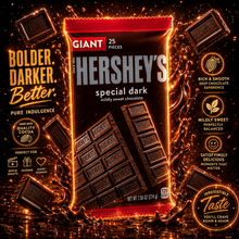 Hershey's Special Dark Mildly Sweet Chocolate Giant Candy, Bar 7.56 oz, 25 Pieces