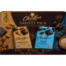 ChocoLove Premium Dark Chocolate Variety Pack – Almonds & Sea Salt + Hawaiian Sea Salt, 2-Bar Collection