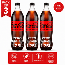Coca-Cola Zero Sugar Soda Bottles 1.25L (3 Pack) | Zero Calories, Sugar-Free Soft Drink