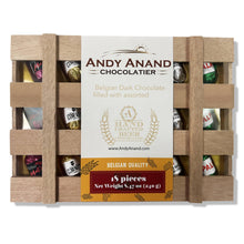 Andy Anand Exquisite Collection of European-Flavored Vegan Dark Chocolates, 18 Pieces with Six Unique Flavors. Wooden Gift Box, This Assortment Offers A Delightful Experience, Shipped 2nd Day Air