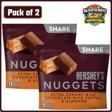 Pack of 2 Hershey's Nuggets Milk Chocolate, Toffee and Almonds Mother's Day Candy, Share Pack, 9 oz