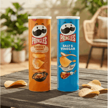 Pringles Salt and Vinegar Potato Crisps Chips, Lunch Snacks, 5.5 oz Canister/Smoky Cheddar Potato Crisps Chips, Lunch Snacks, 5.5 oz Canister