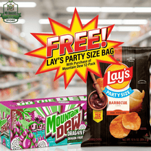 Mountain Dew Dragon Fruit Citrus Soda 12 fl oz (12 Pack) + Free Barbecue Potato Chips Party Size