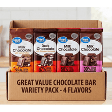 Great Value Chocolate Bar Variety Pack – Milk Chocolate with Salted Toffee, Dark Chocolate with Chopped Almonds, Dark Chocolate & Milk Chocolate Bars