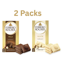 Ferrero Rocher Premium Chocolate Bars Variety Pack, White Chocolate & Milk Chocolate with Hazelnut Filling, 3.1 oz Each – 2 pack