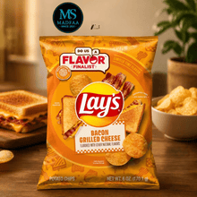 Lay's Bacon Grilled Cheese Potato Chips, 6 oz Family Size Bag, Crunchy Gourmet Snack Chips, Bold Bacon & Cheese Flavor, Party Snacks, Lunch Treats & Everyday Snacking