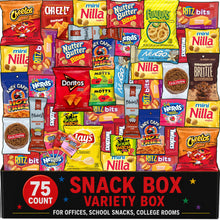 Snack Box For Adults Variety Pack-75 Count-Snack and Candy Gift Basket, Care Package with Assorted Individually Wrapped Snacks and Candies, for Adults, Kids, College Students, Road Trips, Office Snacks