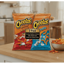 -Cheetos Crunchy Cheddar Cheese Snacks, 17.37 oz + Cheetos Puffs Cheese Snacks, 15.25 oz (Pack of 2) | Crunchy Cheddar & Cheese Puffs Variety Pack | Family Size Snack Combo
