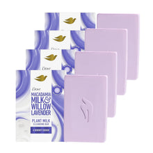 Dove Plant Milk Cleansing Bar Soap Macadamia Milk & Willow Lavender Serenity Seeker for Moisturized Skin Gentle Cleanser, No Sulfate Cleansers or Parabens, 98% Biodegradable Formula 5 oz, Pack of 4