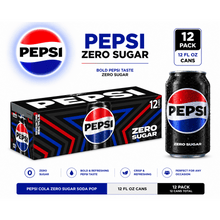 Pepsi Cola Zero Sugar Soda Pop, 12 fl oz, 12 Pack Cans
