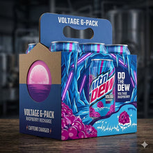 6 (PACK) Voltage Raspberry Citrus Flavor and Ginseng Soda, 12 fl oz,