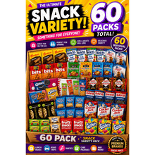 60 Pack Snack Variety Pack - Assorted Chips, Crackers, Candy, Fruit Snacks