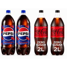 Pepsi Cola Wild Cherry Soda Pop (1 Bottle, 2 Liters) & Coca-Cola Zero Sugar Soda Pop (1 Bottle, 2 Liters) - Wild Cherry Pepsi & Zero Sugar Coke Carbonated Soft Drink Soda Bundle (2 Bottles Total, 135.2 Fl Oz / 4.22 Quarts Total Volume)