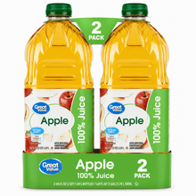 2 Packs of Great Value No Added Sweeteners 100% Apple Juice, 64 fl oz