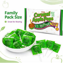Caramel Apple Candy Pops, Green Apple Flavored Lollipops with Chewy Caramel for Events, Parties and Sharing 2-pack