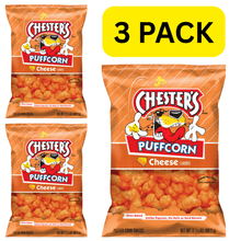 3 PACK Chester's Puffcorn Cheese Puffed Corn Snacks