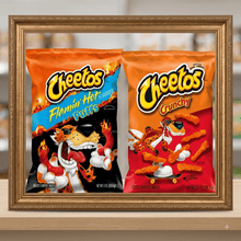 Cheetos Puffs Flamin' Hot Cheese Flavored Snacks, 8 oz + Cheetos Crunchy Cheese Flavored Snack Chips, 8.5 oz — 2-Item Combo Pack, 16.5 oz Total