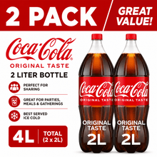 Coca-Cola Soda Pop Bottle, Original Taste Soft Drink, 2 Liters, Pack of 2 (4 Liters Total)