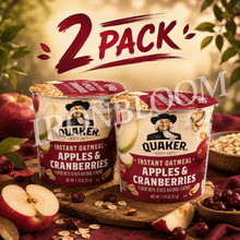 Apples & Cranberries Instant Oatmeal Cups, Apple Cranberry Oat Cereal, Fruit Flavored Breakfast Oatmeal, Single Serve Instant Cereal Collection, Convenient Pantry Assortment, Quaker 2 Pack, Total Net Weight 3.58 oz, Total Count 2 Cups