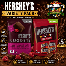Hershey's Nuggets Dark Chocolate Raspberry Decadence & Special Dark Miniatures Assorted Chocolate Candy Variety Pack