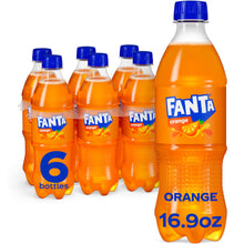 Fanta Orange Soda Soft Drink Bottles, 16.9 fl oz, 6 Pack | Caffeine-free, naturally flavored