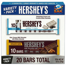 HERSHEY'S Variety Pack, Milk Chocolate with Almonds & Cookie 'n' Creme Snack Size Bars, Individually Wrapped Chocolate Candy