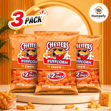 3 Pack Cheese Flavored Puffcorn Snacks, 4.25 oz Bags, Light and Crunchy Corn Puff Treats, Savory Snack Option for Parties, Gatherings, Movie Time, Travel, Lunch Boxes and Everyday Enjoyment