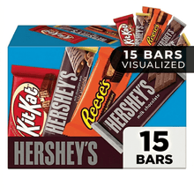 Hershey's, Kit Kat & Reese's Full Size Chocolate Candy Bars Variety Pack – 15 Count Assorted Chocolate Favorites, 22.5 oz