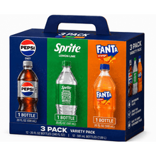 Diet Pepsi Cola Soda Pop Bottle & Sprite Lemon-Lime Caffeine Free Soda Pop Bottle & Fanta Orange Soda Pop Bottle