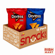 Doritos Mix Variety Pack Tortilla Chips, 15 Pack Assorted Flavored Crunchy Corn Snacks, Nacho Cheese & Cool Ranch Party Size Multipack Lunch Snacks