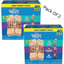 Rice Krispies Treats Squares Variety Pack 40 Count (Pack of 2) – Crispy Marshmallow Snack Bars, Lunchbox Treats, Kids Snacks, Bulk Grab and Go Dessert Bars