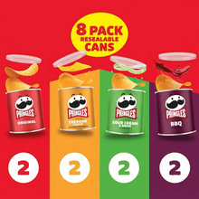 Pringles Potato Crisps Chips, Lunch Snacks, Variety Pack, 22oz Pack (8 Cans) Grab and Go Bulk Box, Crispy Stacked Potato Snack Cans Assorted Flavors,