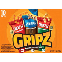 Gripz Variety Pack Mini Baked Snack Crackers (10 Count) – Sweet & Salty Grab‑and‑Go Kids Snacks, Cheddar & Chocolate Chip Assortment