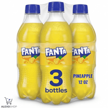 3-Bottle 12 oz Bundle Fanta Pineapple Flavored Soda Pop Bottles - Exotic Fruity Thirst-Quencher Beverage Set