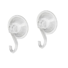 2pcs Heavy-Duty Transparent Suction Cup Hooks Suitable for Shower, No Drill Adhesive Wall Hooks with 180° Adjustable Angle, Removable Reusable Plastic Hooks for Bathroom, Kitchen, Office - Transparent Suitable for Bath, Shower Curtain, Doors