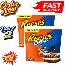 2PACK Reese's OREO Milk Chocolate and White Creme Snack Size Peanut Butter Cups Candy, Bag 8.8 oz