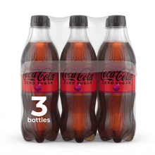 3 Pack Coca-Cola Zero Sugar Cherry Soda Pop Bottles, 16.9 fl oz.