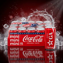 Mini Cola Soft Drink, Carbonated Sparkling Soda, 7.5 fl oz Cans, 15 Pack, Crisp & Refreshing Beverage