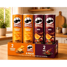 **Pringles Cheddar Cheese & BBQ Potato Crisps – 2-Can Variety Snack Pack, 5.5 oz Each**